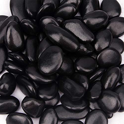 [18 Pounds] Black Pebbles Aquarium Gravel River Rock, Natural Polished