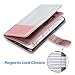 ULAK Note 5 Case, Galaxy Note 5 Case, Note 5 Case Wallet for Women Premium PU Leather Case with 9 Card Holder ID Slot and Hand Strap Shockproof Cover -Rose Gold Stripes