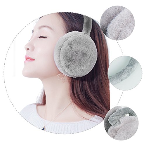 Ear Muffs for Adults Foldable Soft Ear Warmers Adjustable Wrap Winter Earmuffs (Gray)