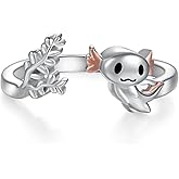 CVRAVO Axolotl Ring 925 Sterling Silver Adjustable Axolotl Rings for Women Cute Animal Jewelry Gifts for Women