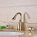 Senlesen 3 Holes Two Handles Widespread Bathroom Sink Mixer Tap Faucet Gold Finish