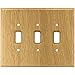 Brainerd 126430 Wood Square Triple Toggle Switch Wall Plate / Switch Plate / Cover, Medium Oak