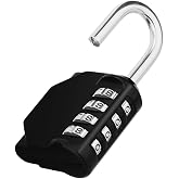 ZHEGE Padlock, Combination Lock 4 Digits, Outdoor Lock Weatherproof (Black) | Padlock for Gym Locker, Garden Fence Gate