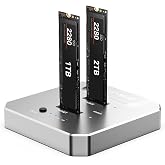 ACASIS 20Gbps M.2 NVMe SSD Cloner &amp; Docking Station, Dual-Bay Duplicator | Offline Cloning &bull; Aluminum Heat Dissipation &bull; Tool-Free Installation &bull; PCIe NVMe M-Key Support &bull; USB Adapter Design-Silver