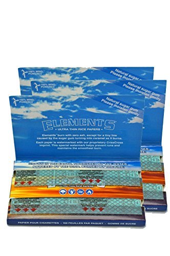 Elements Ultra Thin Rice Rolling Papers 70mm Single Wide Double Window (3 Pack)