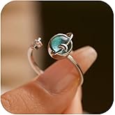 To My Daughter Fidget Ring 925 Sterling Silver Anxiety Spinner Planet Rings for Women Blue Moon Star Cubic Zirconia Ring Open Adjustable Ring Jewelry Birthday Ramadan Valentines Jewelry Gifts