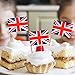 Jovitec 100 Pieces British Flag Toothpicks the Union Jack Flag Cupcake Toppers for Birthday Wedding Baby Shower National Day