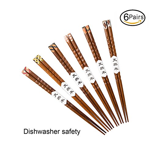 Wooden Chopsticks,GAKA 9 Inches Top Grade Japanese Natural Wood Chopsticks, Reusable Classic Japanese Style,Dishwasher-Safe,Chopsticks Wooden for Kitchen Dinner And Wooden Chopsticks Gift Set 6 Pairs - Thumbnail 7
