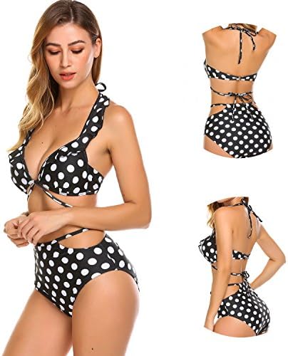 Teeker Sexy Swimsuit, Two Piece Bikini/Swimwear/Bathing Suit (S, Black Wave Point)