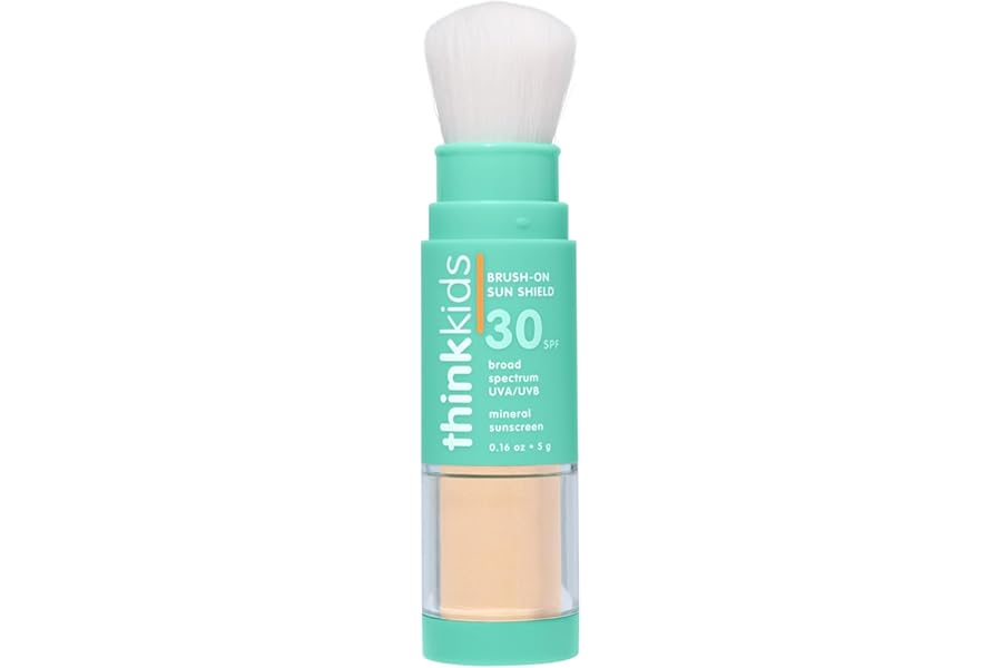 Thinkkids Brush-On Sun Shield Powder Sunscreen, 0.16 oz, Broad-Spectrum UVA/UVB Face & Body SPF 30 Sunscreen with Minerals, N
