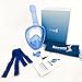 [Upgraded] Snorkel Mask Set for Adults and Children, Full Face Easybreath Anti-Leak Diving Gear with 180° Panoramic Sea View with Anti-Fog Ventilation and Action Camera Mount by Smarssen (Blue, Small)
