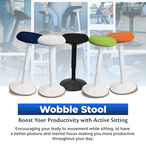 Backerz Standing Desk Stool Chair, Height Adjustable Stool 21-31 inch for Office and Classroom, Swivel Stool, Anti-Slip Bottom Ergonomic Wobble Stool with Rocking Motion, Black