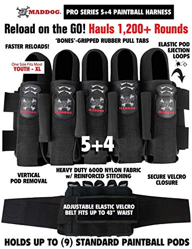 Maddog Sports Pro 5+4 Paintball Harness Pod Pack - Black