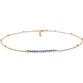 InfinityGemsArt Gemstone Jewelry Gold Necklace For Women Satellite Beaded January Birthstone Natural Gemstones 18K Gold Plated Adjustable Chain Birthday Gifts