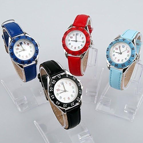 Amyove Fashion Student Girl Boy Kids Learn Tell to Time Teacher Quartz WristwatchBlack