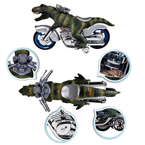 image for GreenKidz Dinosaur Toy Motorcycle Friction Powered T-Rex Toys for Boys