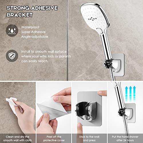 Shower Head Combo, ASOGO 9" Adjustable Rainfall Showerhead 3 Settings High Pressure Handheld Shower Head With Push Button,3-Way Water Diverter,1.5M Hose,Chrome Plated ABS,Bathroom SPA Experience - Thumbnail 4