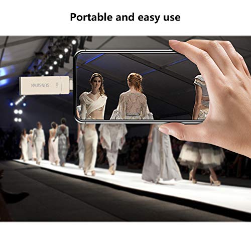 USB Drive 128GB USB Memory Stick iOS Flash Drives for iPhone Photo Stick External Drive Sunswan Compatible iPhone iPad iOS MacBook and Computer (Silver128G-XY) - Thumbnail 5
