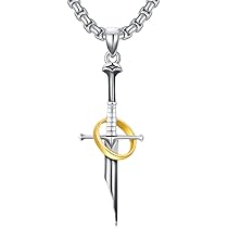 PROESS 925 Sterling Silver Dagger Necklace Cross Knife
