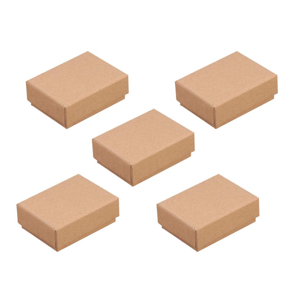 5 Pcs Kraft Cardboard Jewelry Boxes Earrings Ring Necklace and Anklet Display Boxes for Home Wedding Party Banquet with Sponge