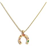 CASOLVX 18k Gold Plated Horseshoe Necklace Lucky Horseshoes Necklaces Delicate Gold Necklace Small Horseshoe Necklace Ladies Jewelry (Gold)
