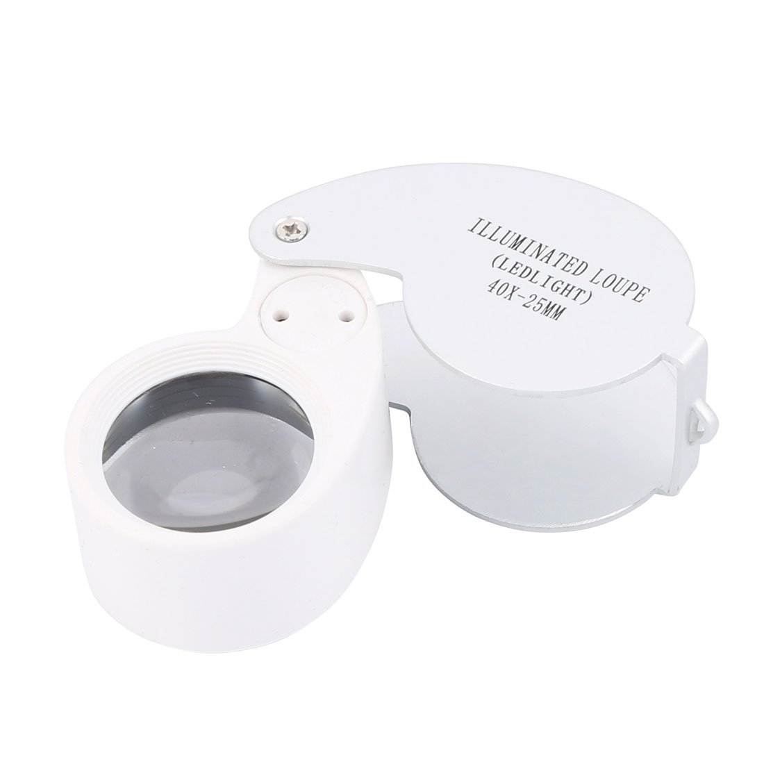 sourcingmap Mini Portable Folding Loupe Metal Magnifier Magnifying Eye Glass Lens 40X w LED Light