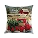 Pillow Case,AutumnFall 45cmX45cm Square Car Pattern Christmas Cotton Linen Sofa Car Home Waist Cushion Cover Throw Pillow Case (G)