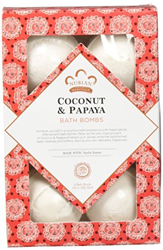 Nubian Heritage Coconut & Papaya Bubble Bath Bomb, 6 Count