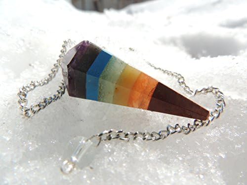 Crystal Chakra Pendulum For Dowsing Divination Reiki Healing - REIKI CHARGED - Includes 6 CHARTS, EBOOK and POUCH