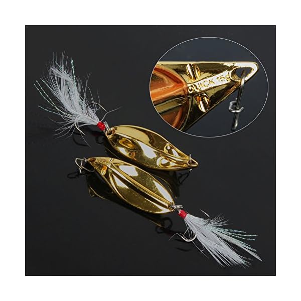 YONGZHI-Metal-Gold-Casting-Fishing-Spoons-Lure-Hard-Treble-Hook-BaitPack-of-4