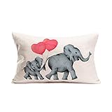 Valentine's Day with Two Elephant Decorative Pillow