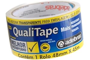 Fita para Empacotamento Qualitape, 48mmX45mts, Transparente, Adelbras