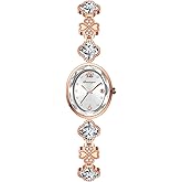 Gosasa Stylish Women's Bracelet Petal Oval Quartz Watch Luxury Elegant Dress Four-Leaf Clover Waterproof Ladies Diamond Wristwatch with Date