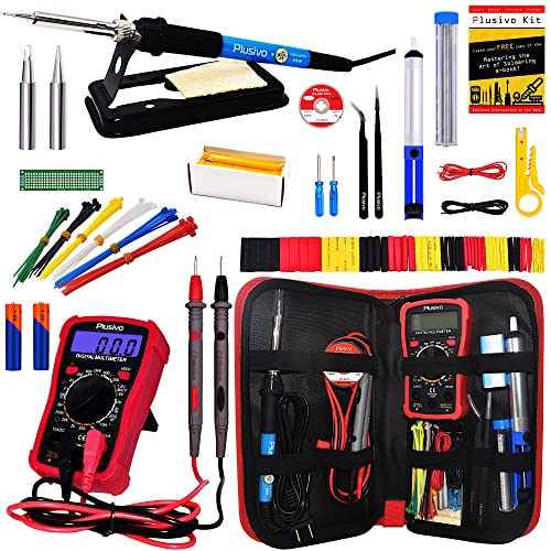 Soldering Iron Kit, 60W 110V Soldering Iron Adjustable Temperature, Desoldering Pump, 5 Solder