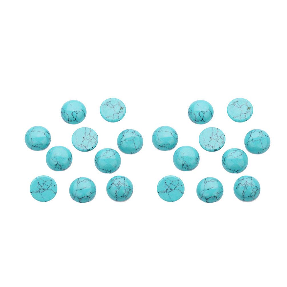 20pcs Natural Turquoise Round Cabochon Stones Flat Back Beads Gemstones Dome Cameos for DIY Craft Jewelry Making (Blue) 4mm