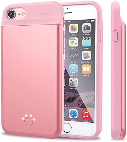 [5500mAh] iPhone 7 Battery Case,Smaiphone 5500mAh Portable Charging Case for iPhone 7/ iPhone 6 / 6S (4.7 inch) External Battery Rechargeable Backup Case / Extra 200% Battery (4.7"-5500mAh-Pink)