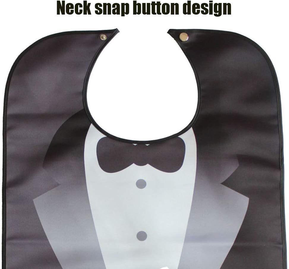 EQLEF Bibs for Adult Funny Suit Adult Bibs for Men Waterproof Bandana Elderly Bibs for Eating- 1 Pcs, Black, 33.8 * 18.1in (46 * 86cm) - Image 5