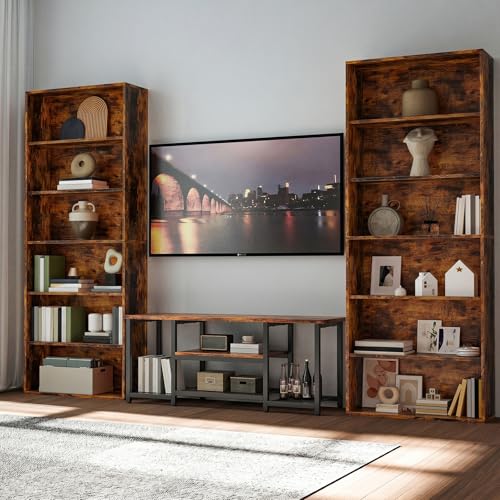 Alma Hogar Librero Minimalista de 6 Compartimentos de Almacenamiento, Estante de Madera para Sala y Oficina, Altura 180 cm (Color Retro)