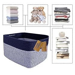 COMFY-HOMI 3PACK Rectangular Cotton Rope Basket