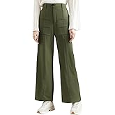Shaperdiva Olive Green Cargo Pants Women, High-Waisted Stretchy Dress Pants for Womens Wide Leg Slacks Casual