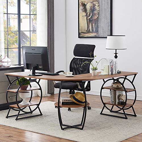 O&K Furniture L-Shaped Desk Corner Computer Desk with Storage Shelves for Home Office, Oak