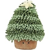 Christmas Tree Hand Towel，Soft Fuzzy Ball Chenille Hand Towel for Bathroom, Absorbent Hand Drying Puff with Hanging Loop, Cute Decorative Hand Towels for Kids and Kitchen (Green, 9.8*7.9*3.9inch)