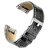 bayite Leather Replacement Bands for Fitbit Charge 2, Black with Line