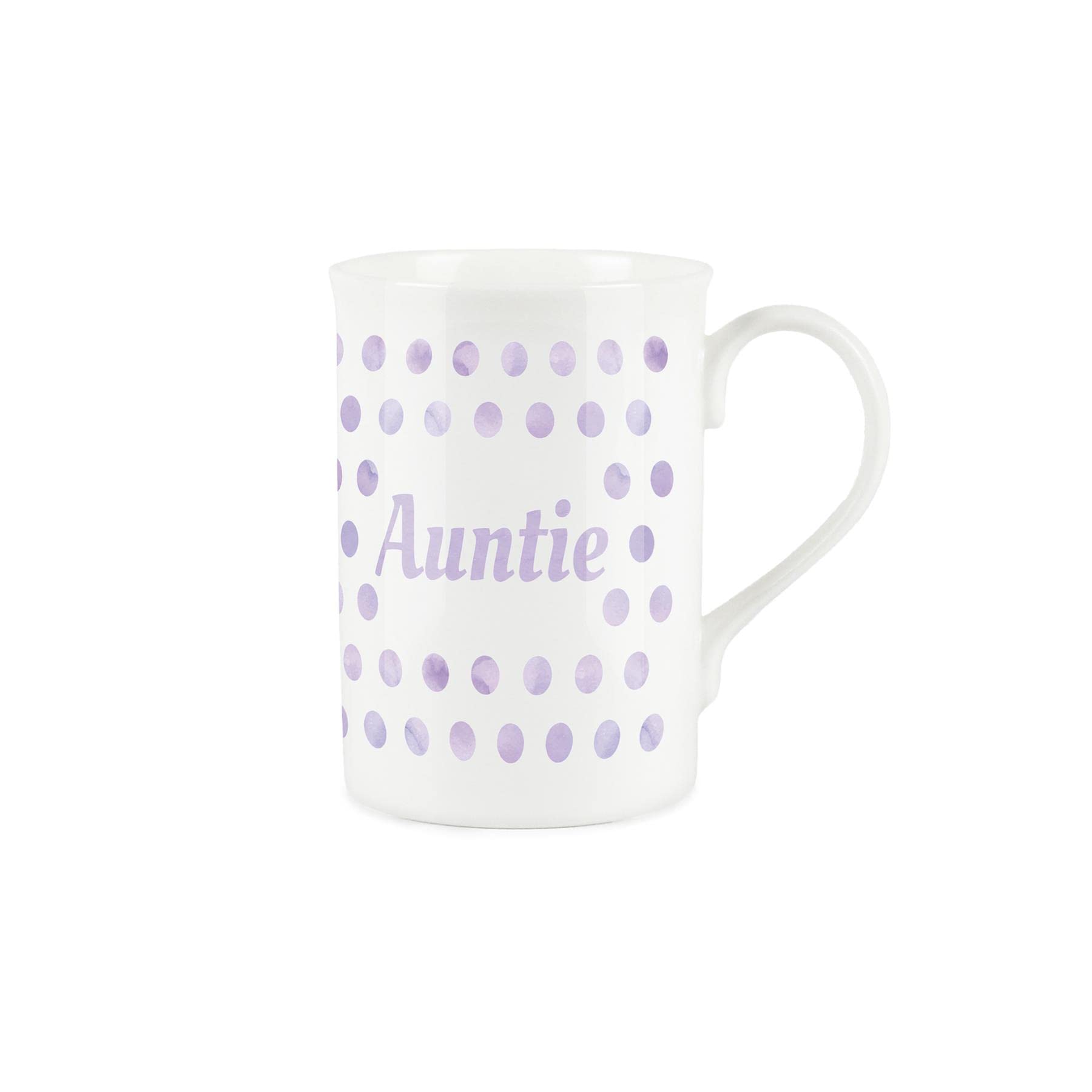 Purely Home Lilac Polka Dots Spots Auntie Mug - Fine Bone China Gift/Present Mug for Aunt