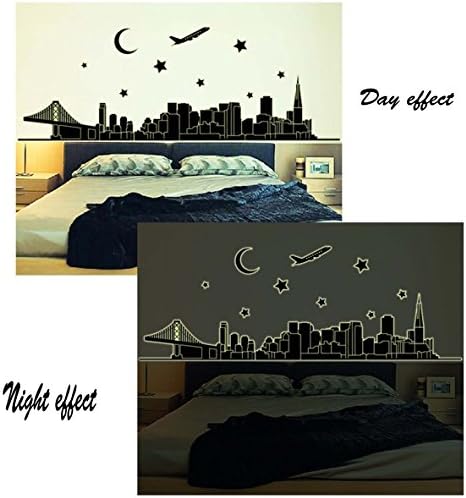 Luminous Dubai Silhouette Wall Decal Fluorescent Wall Sticker Living Room Decor (Couple)