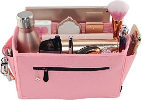 Laela Luxe Felt Handbag Purse Organizer, 14 Pockets, 2 Sizes - Tote & Handbag Shaper (Large, Pink)