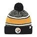 '47 NFL Pittsburgh Steelers Fairfax Cuff Knit Hat with Pom, One Size Fits Most, Black