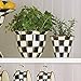 MacKenzie-Childs Stainless Steel Round Deep Pot - Enamel Courtly Check Black and White Print Gardening Pot - 4