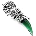 Men's Stainless Steel Pendant Necklace Crystal Silver Green Wolf Tooth Tribal -with 23 Inch Chain