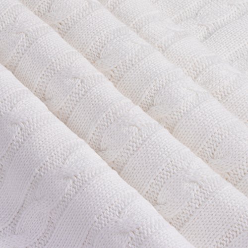 image for NTBAY 100% Cotton Cable Knit Toddler Blanket Throw Blanket Super Soft 